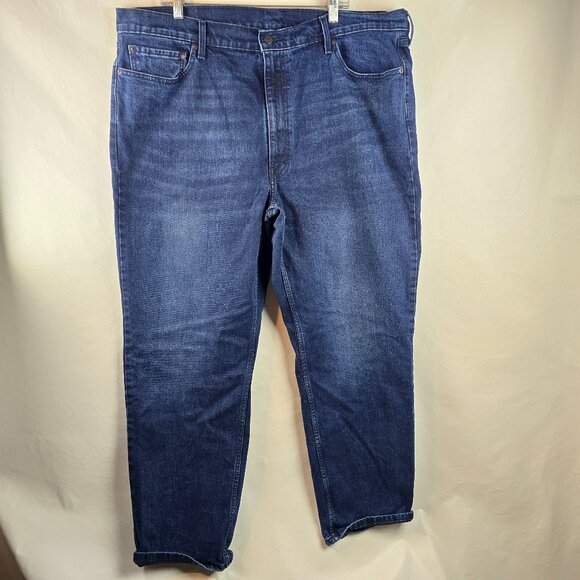 Levi's 550 Jeans Mens 42x32 Blue Denim Relaxed Fit Comfort Dark Wash Stretch A24 - Picture 1 of 11